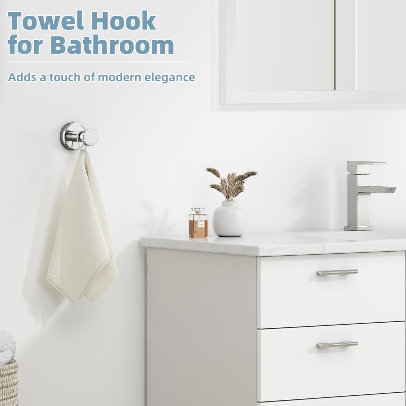 APLusee Bathroom Towel Hook Polished Chrome, SUS 304 Stainless Steel Robe Coat Hook Hanging for Restroom Kitchen Garage Wall Mounted - Image 3